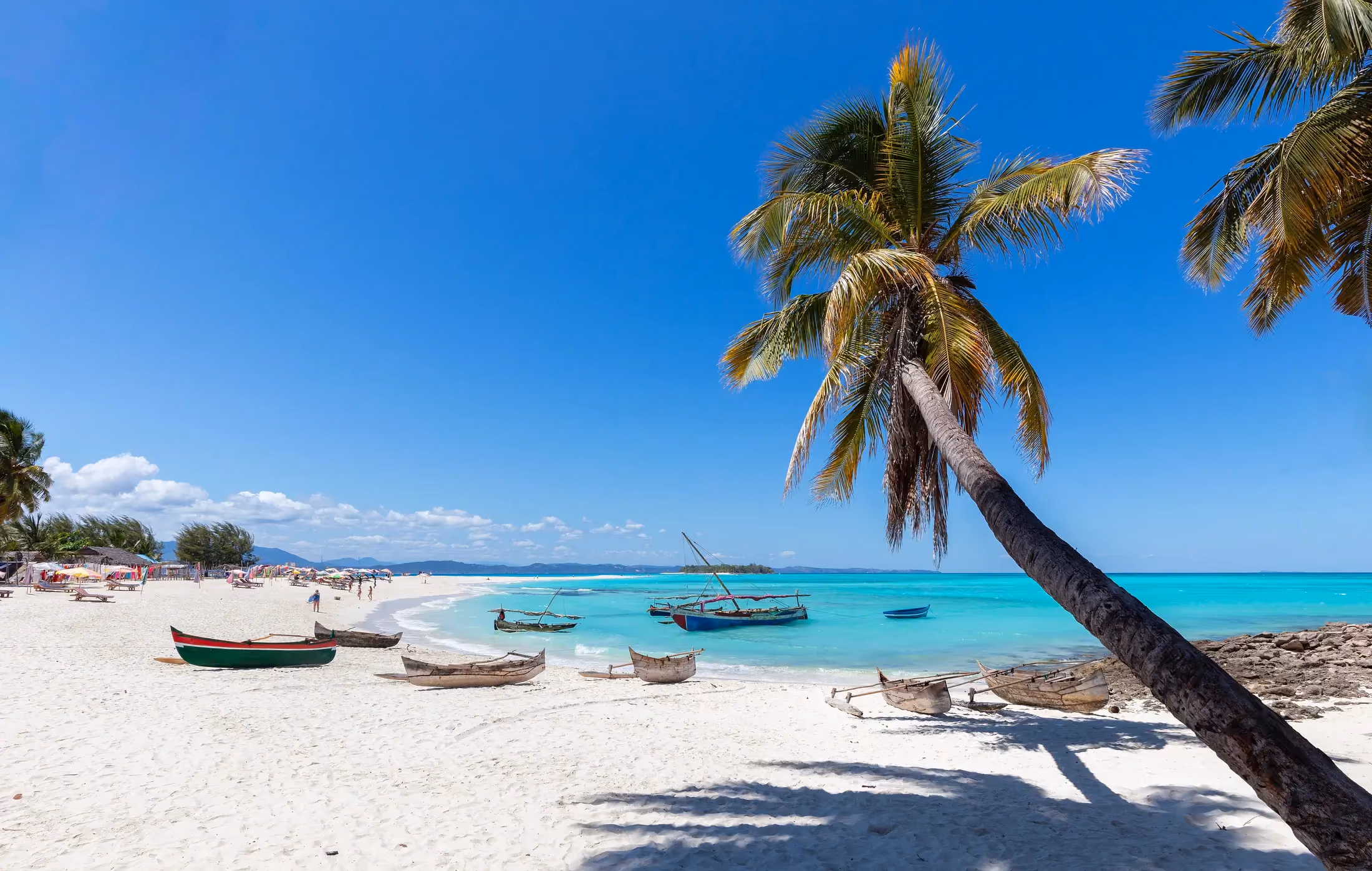 Turquoise lagoon and white sand of Nosy Iranja